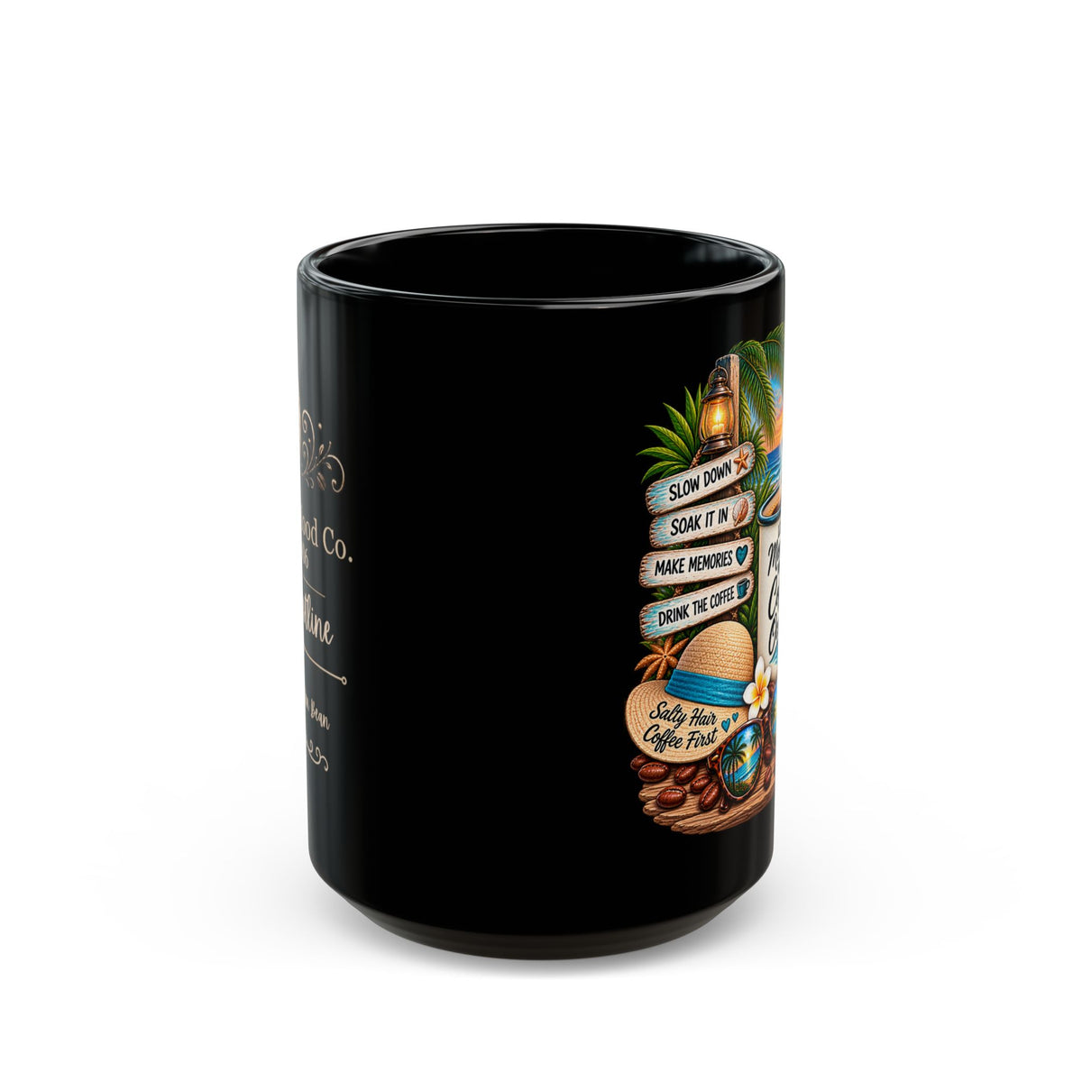 Coffee and Ocean Mug — “Less Monday, More Coffee & Ocean” Beach Sunset Ceramic Mug