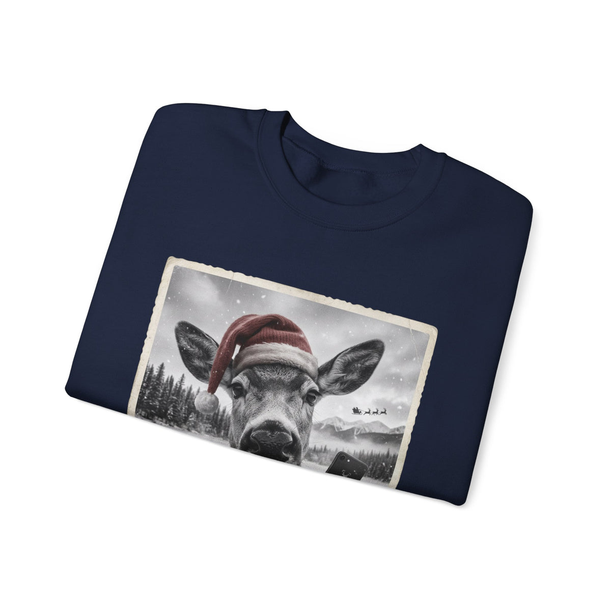 Realistic Christmas Reindeer Portrait Sweatshirt | Nostalgic Holiday Design