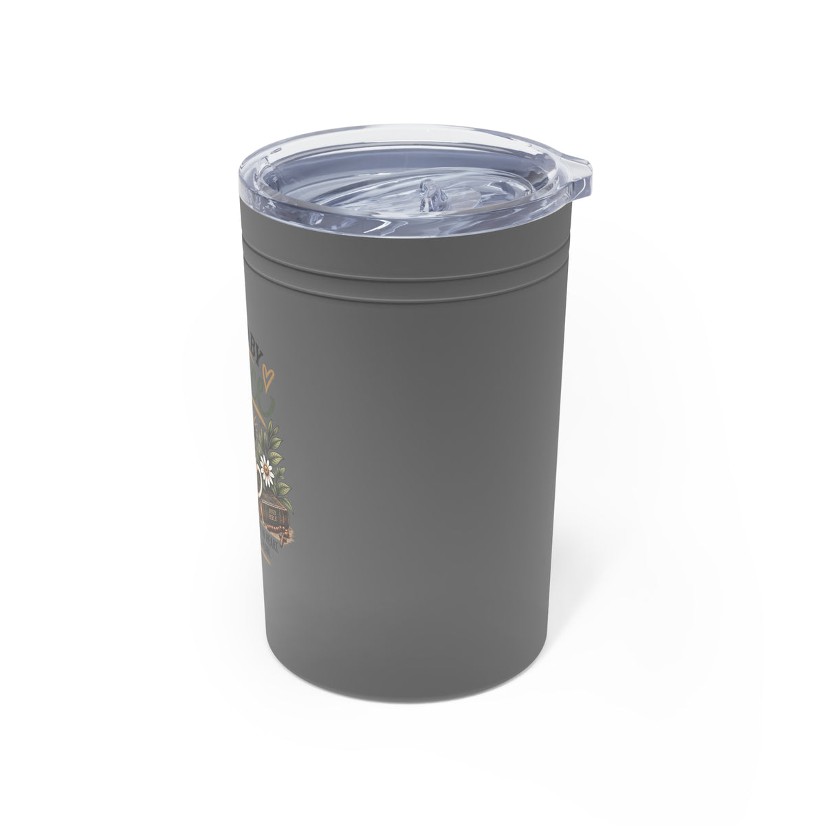 Fueled By Grace 11oz Vacuum Tumbler — Christian Coffee Cup with Cross & Floral Design