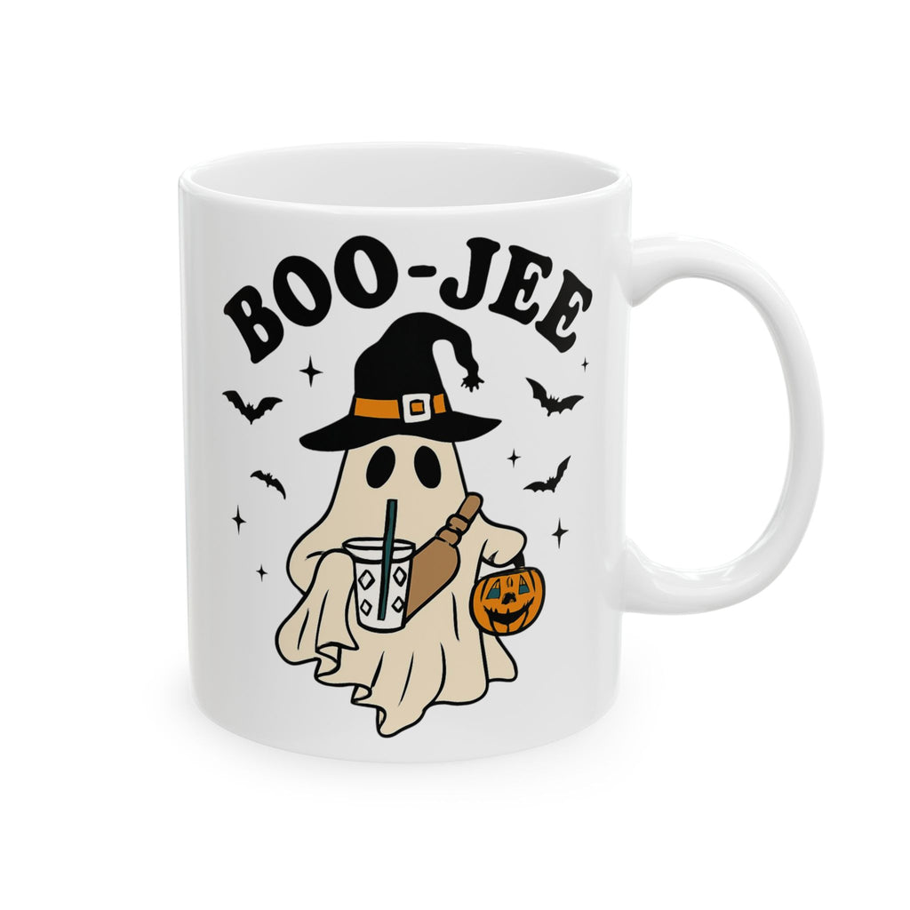 Halloween Boo Ghost Ceramic Mug — Cute Pumpkin Trick-or-Treat Coffee Cup (11oz/15oz)