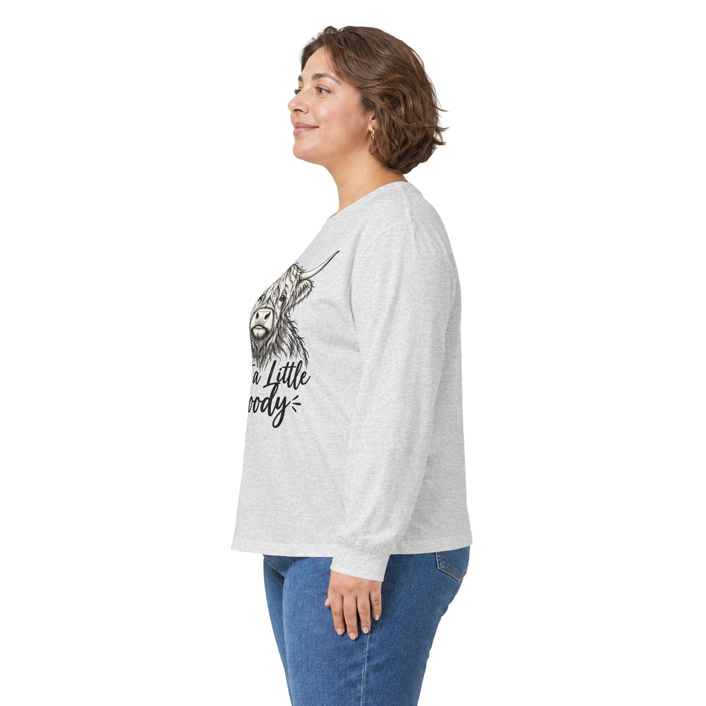 Just a Little Moody Highland Cow Long Sleeve Tee
