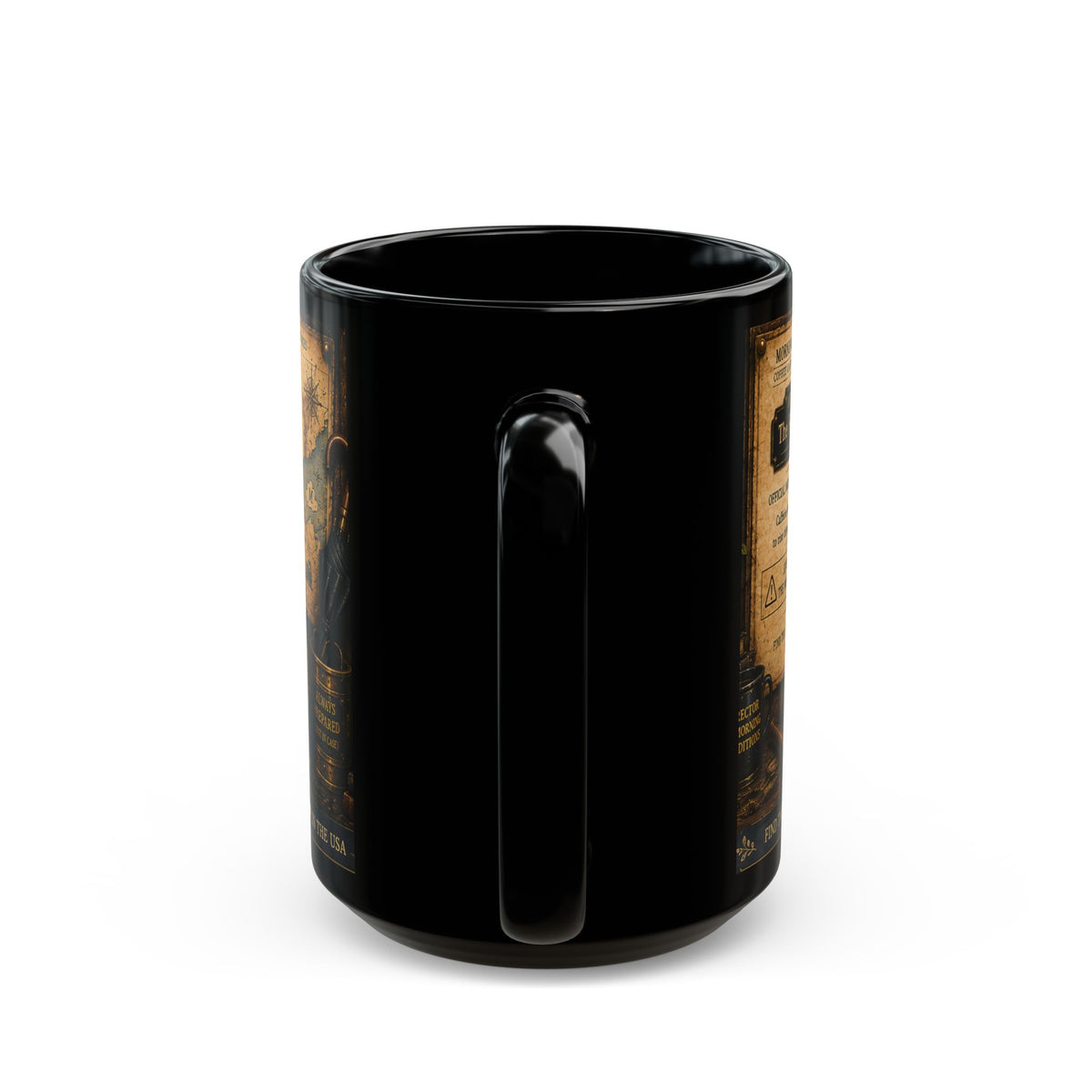 Coffee Weather Black Mug – 100% Chance of Coffee Vintage Map Design (11oz/15oz)