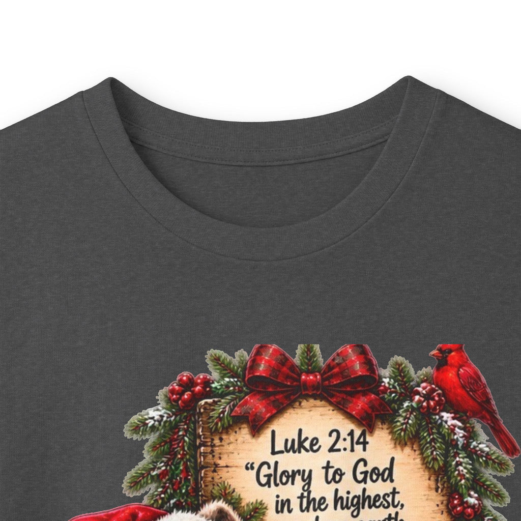 Funny Christian Christmas Shirt | Luke 2:14 Raccoon Tee