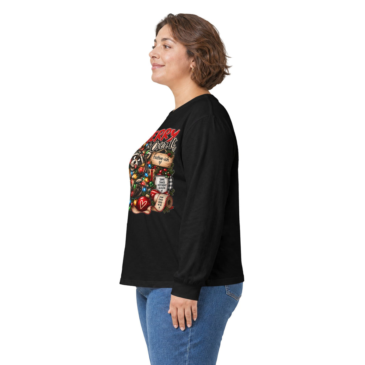 Merry Raccoon Christmas Long Sleeve Tee