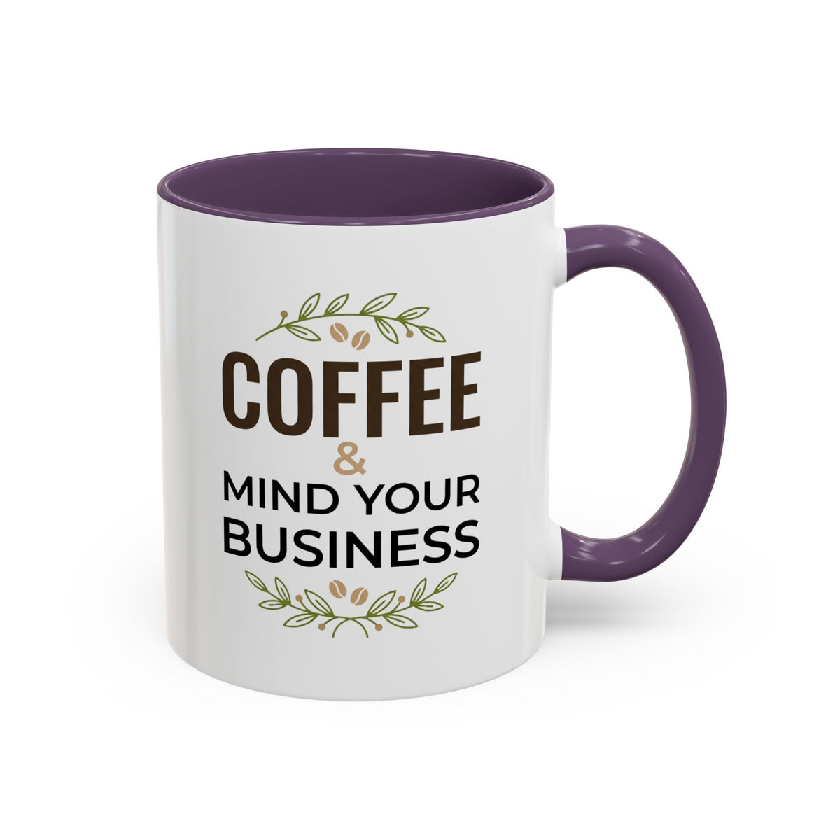Coffee Mug — "Coffee & Mind Your Business" Accent Ceramic Mug (11/15 oz)