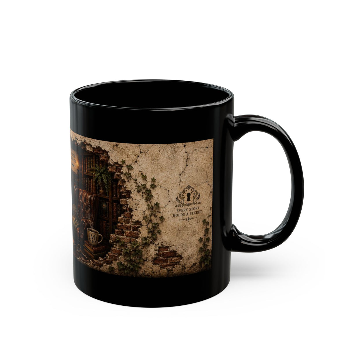 Hidden Library Never to Many Books Black Mug (11oz, 15oz)