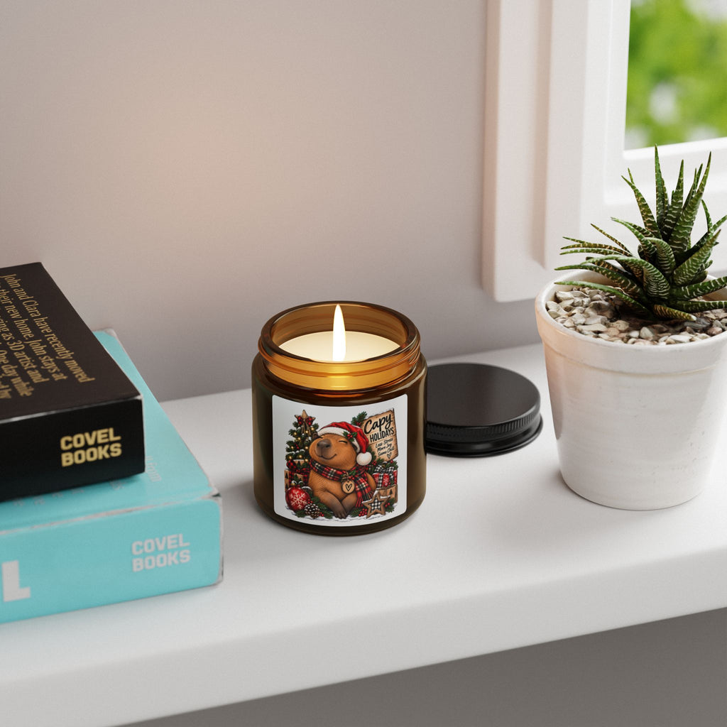 Holiday Bear Soy Candle — Scented Amber Jar (Multi-Size)