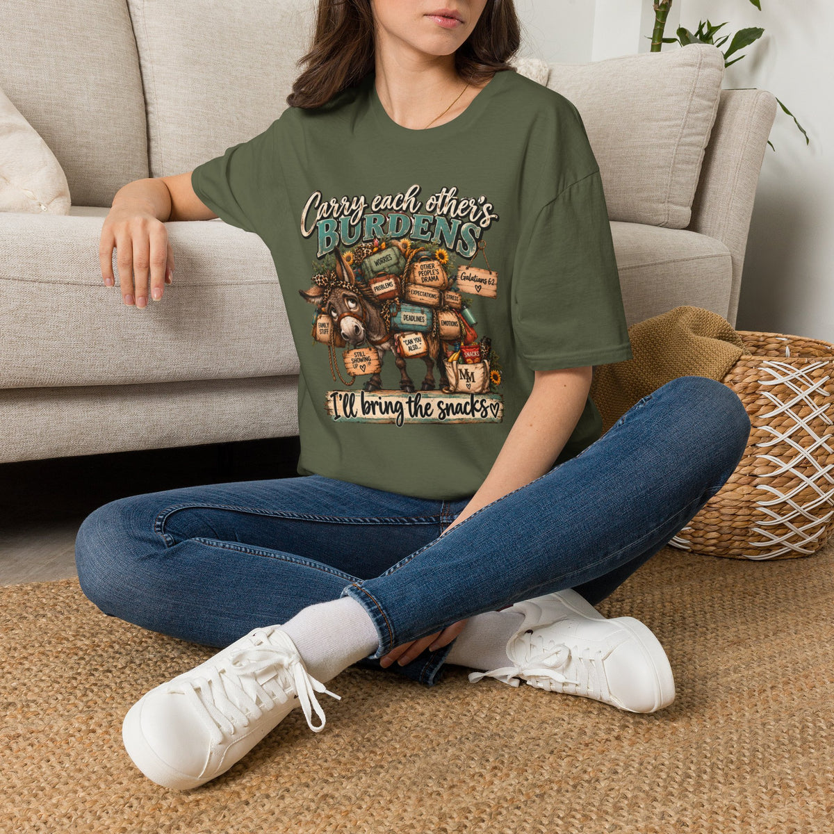 Carry Each Other's Burdens T-Shirt — Christian Encouragement Tee (Galatians 6:2)