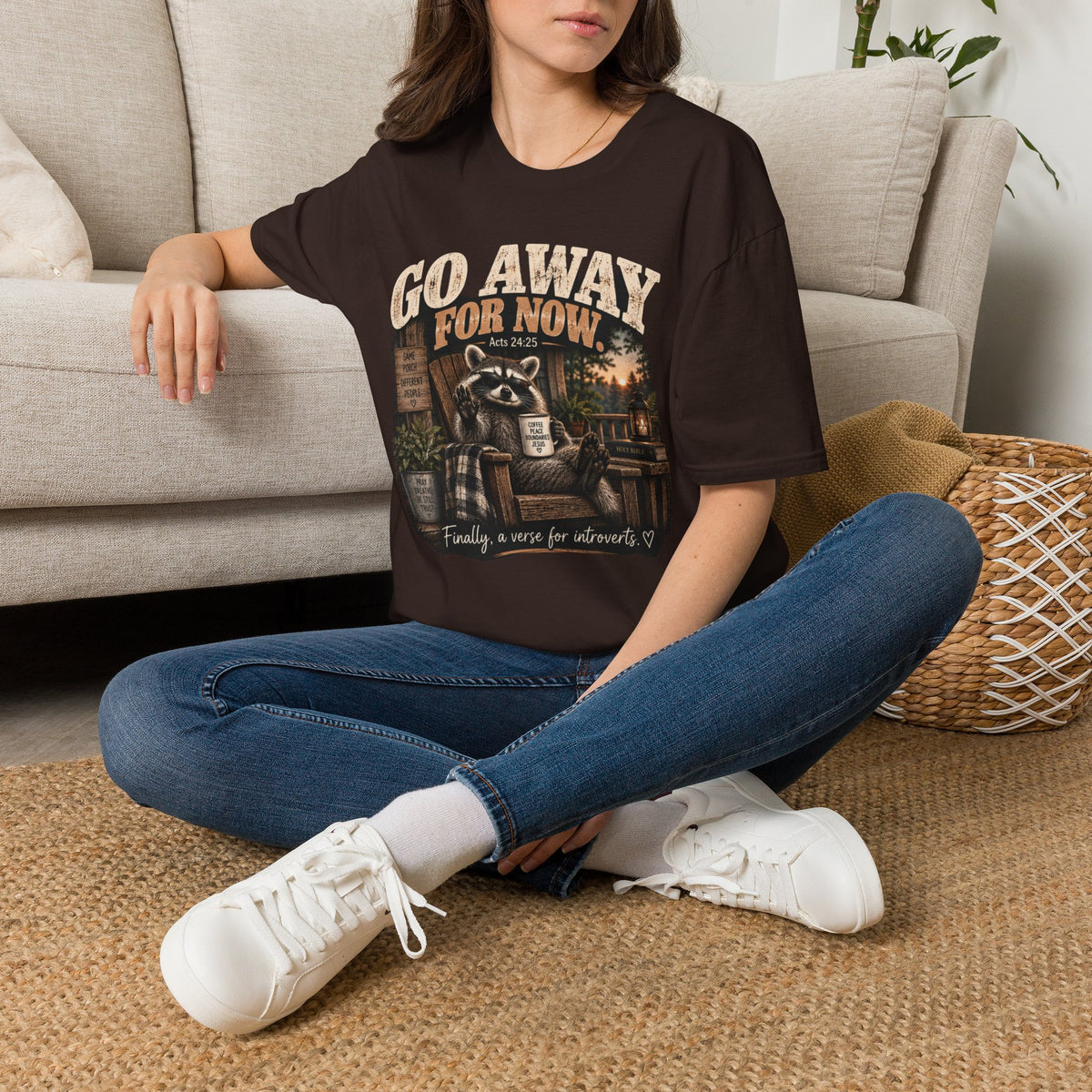 Go Away For Now T-Shirt — Vintage Raccoon Cabin Graphic Tee (Acts 24:25)