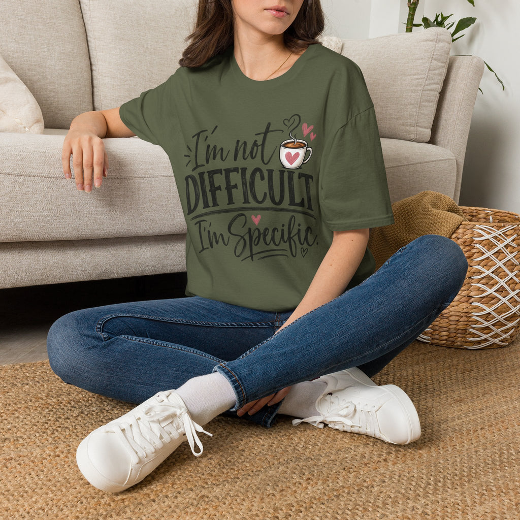 I’m Not Difficult I’m Specific T-Shirt — Funny Coffee Lover Graphic Tee