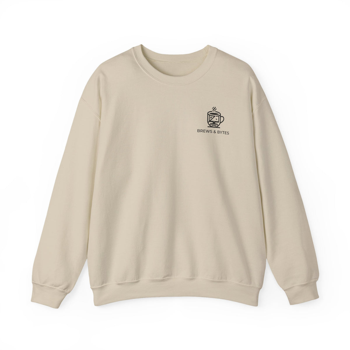 Coffee & Cats Crewneck Sweatshirt — Brew & Purr Minimal Chest Logo