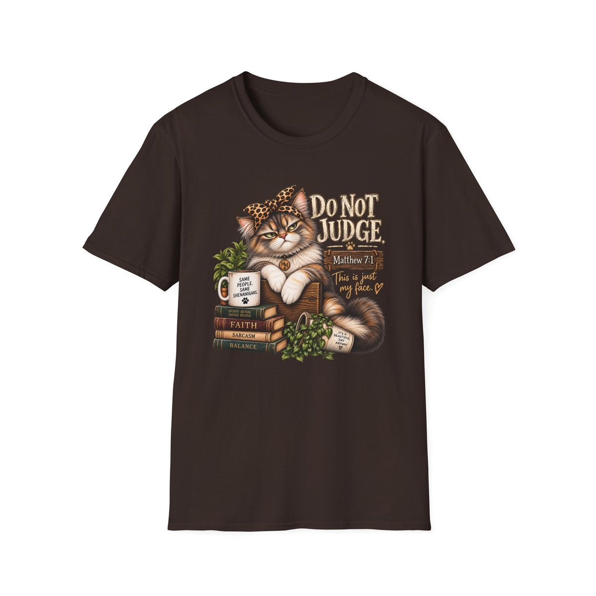 Do Not Judge Funny Cat Unisex Softstyle T-Shirt