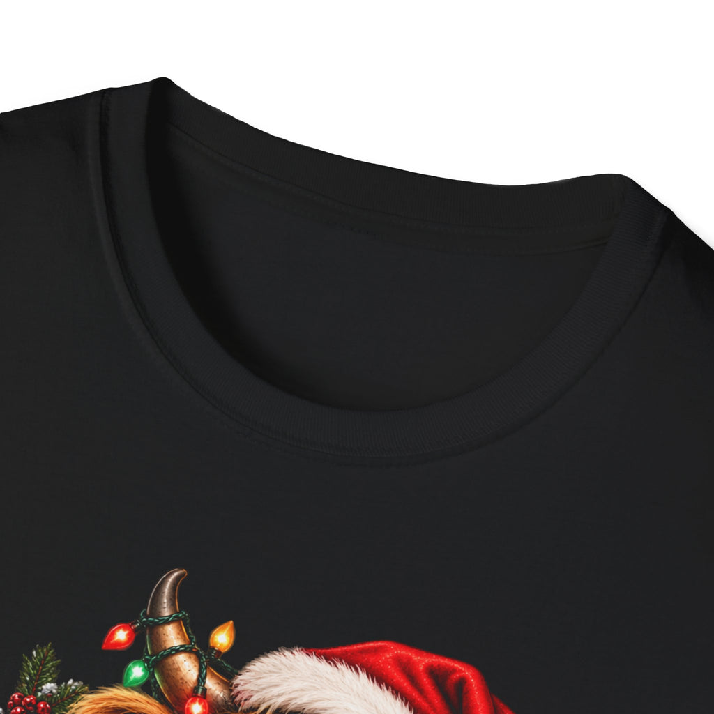 Christmas Highland Cow T-Shirt — "Probably on the Naughty List" Holiday Tee