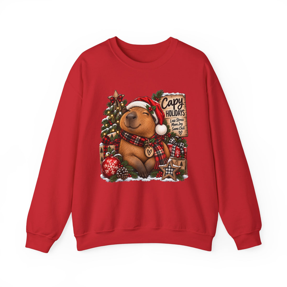 Cozy Capybara Christmas Sweatshirt — 'Capy Holidays' Holiday Crewneck