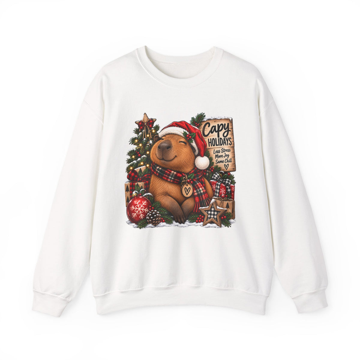 Cozy Capybara Christmas Sweatshirt — 'Capy Holidays' Holiday Crewneck