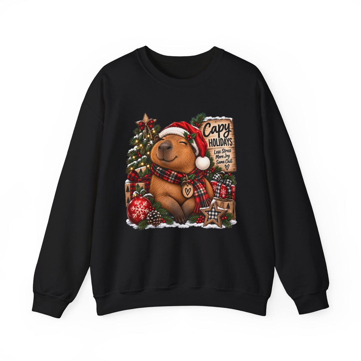 Cozy Capybara Christmas Sweatshirt — 'Capy Holidays' Holiday Crewneck