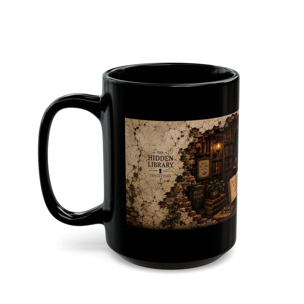 Hidden Library Never to Many Books Black Mug (11oz, 15oz)