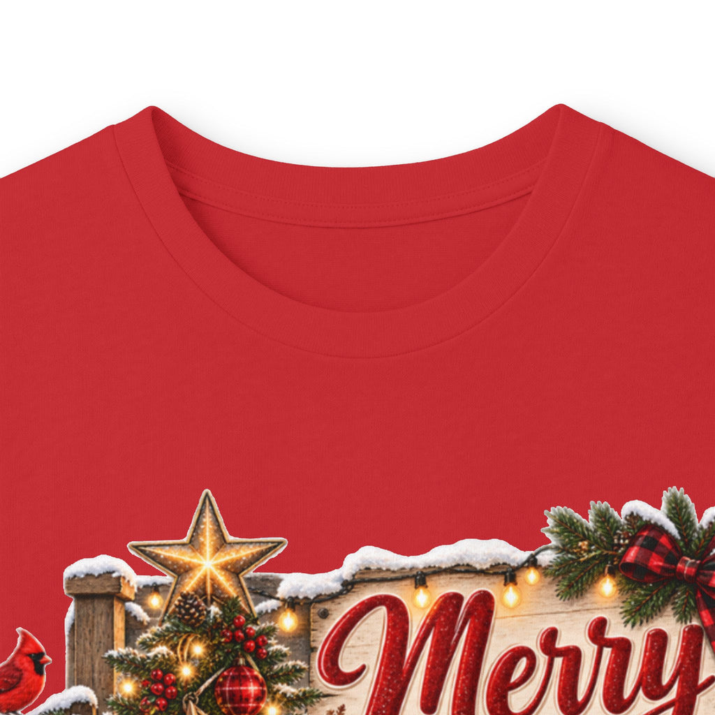 Christmas Graphic Long Sleeve Tee - "Merry & Bright" Holiday Shirt