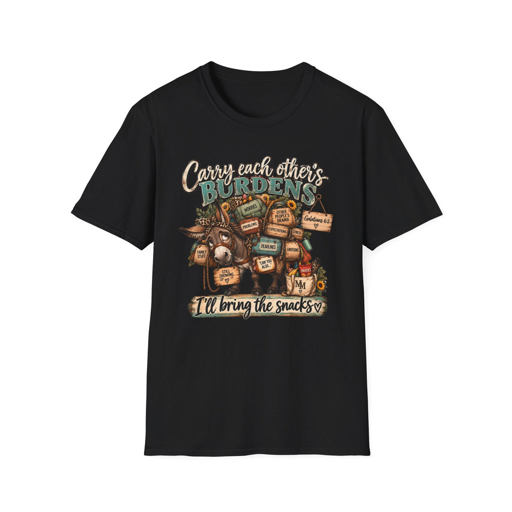 Carry Each Other's Burdens T-Shirt — Christian Encouragement Tee (Galatians 6:2)