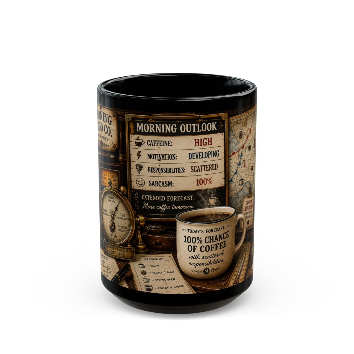 Vintage Coffee Weathermap Mug — Morning Mood Co. Steampunk Coffee Lover Gift (11oz & 15oz)