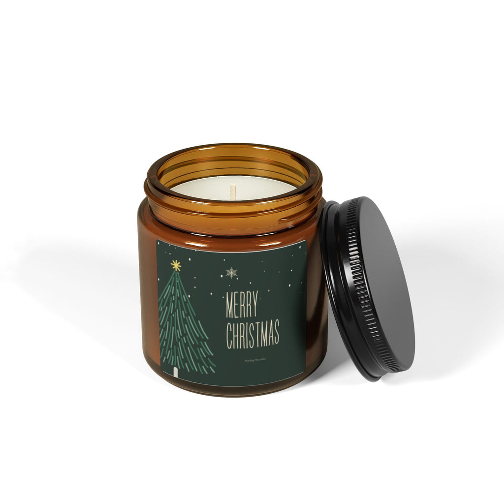 Christmas Soy Candle — Merry Christmas Amber Jar (Holiday Scented Gift)