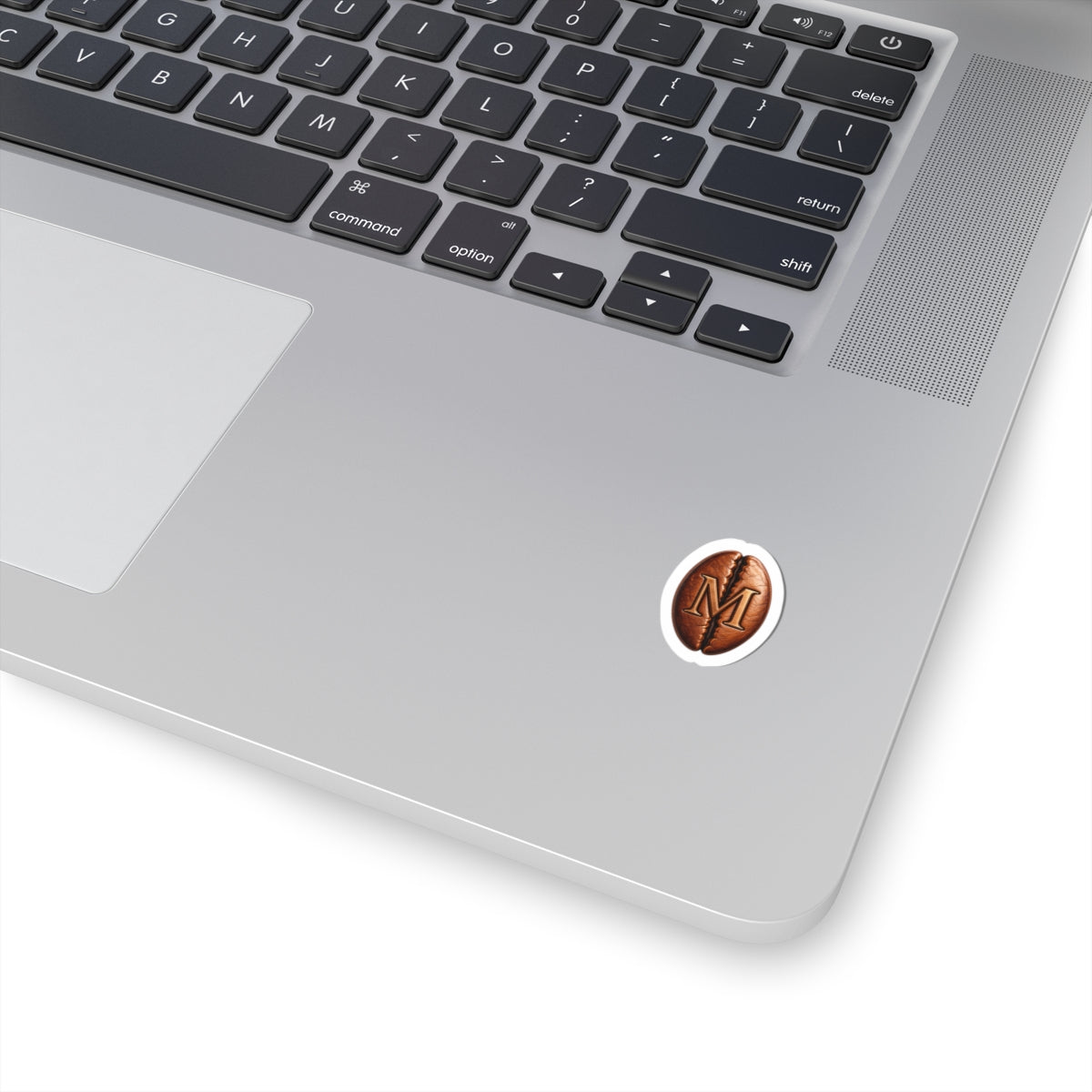 Coffee Bean Monogram Sticker – Personalized 'M' Laptop Decal