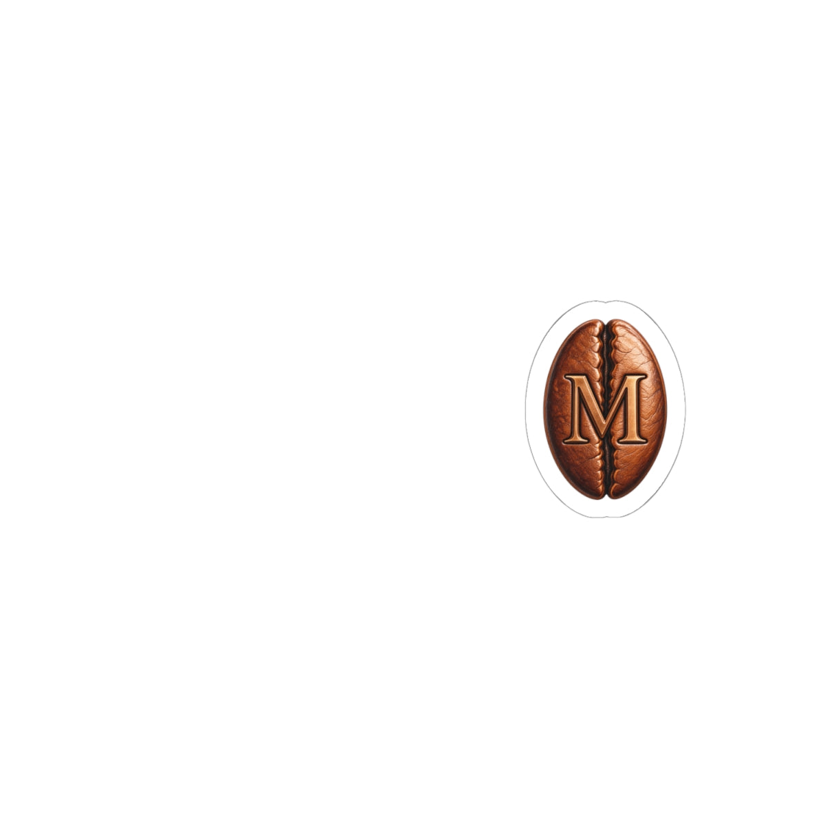 Coffee Bean Monogram Sticker – Personalized 'M' Laptop Decal