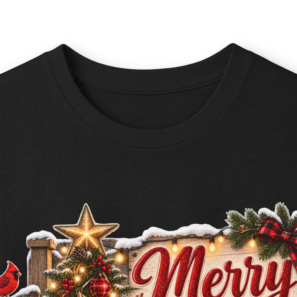 Christmas Graphic Long Sleeve Tee - "Merry & Bright" Holiday Shirt