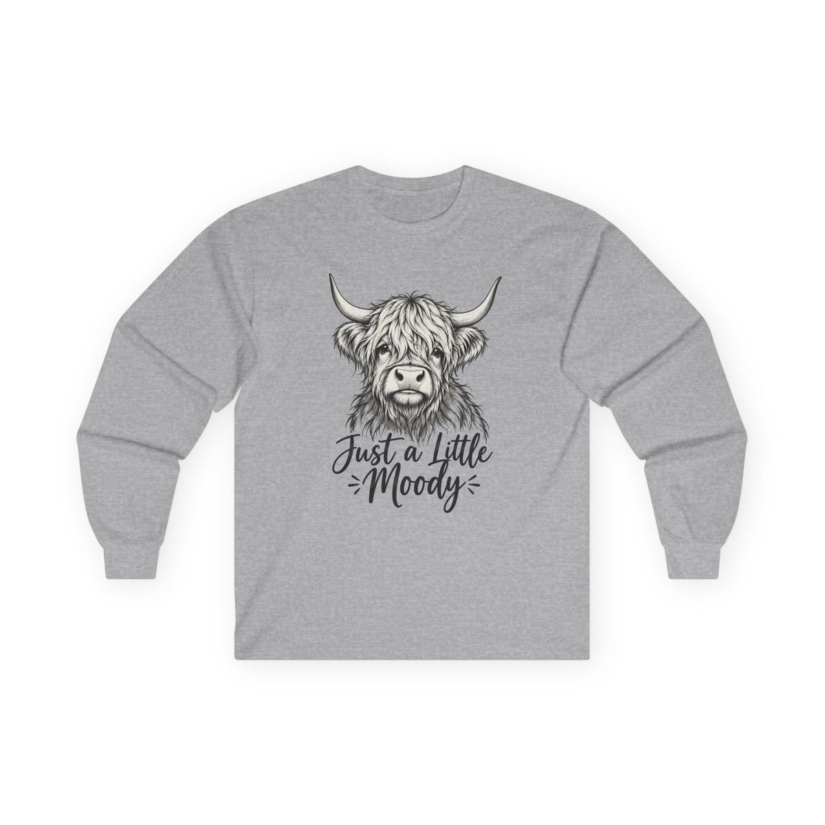 Just a Little Moody Highland Cow Long Sleeve Tee