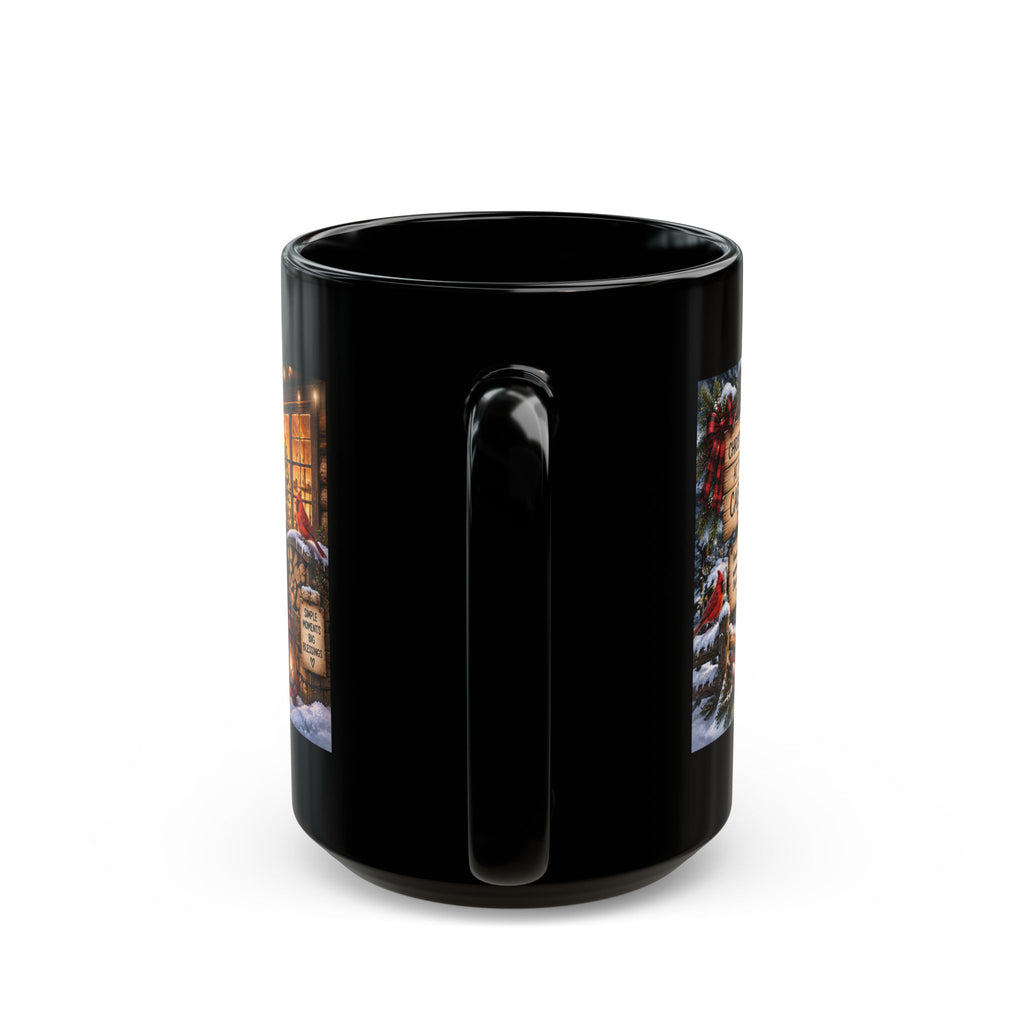 Christmas Cabin Winter Scene Mug — Cozy Holiday Coffee Cup (11oz/15oz)