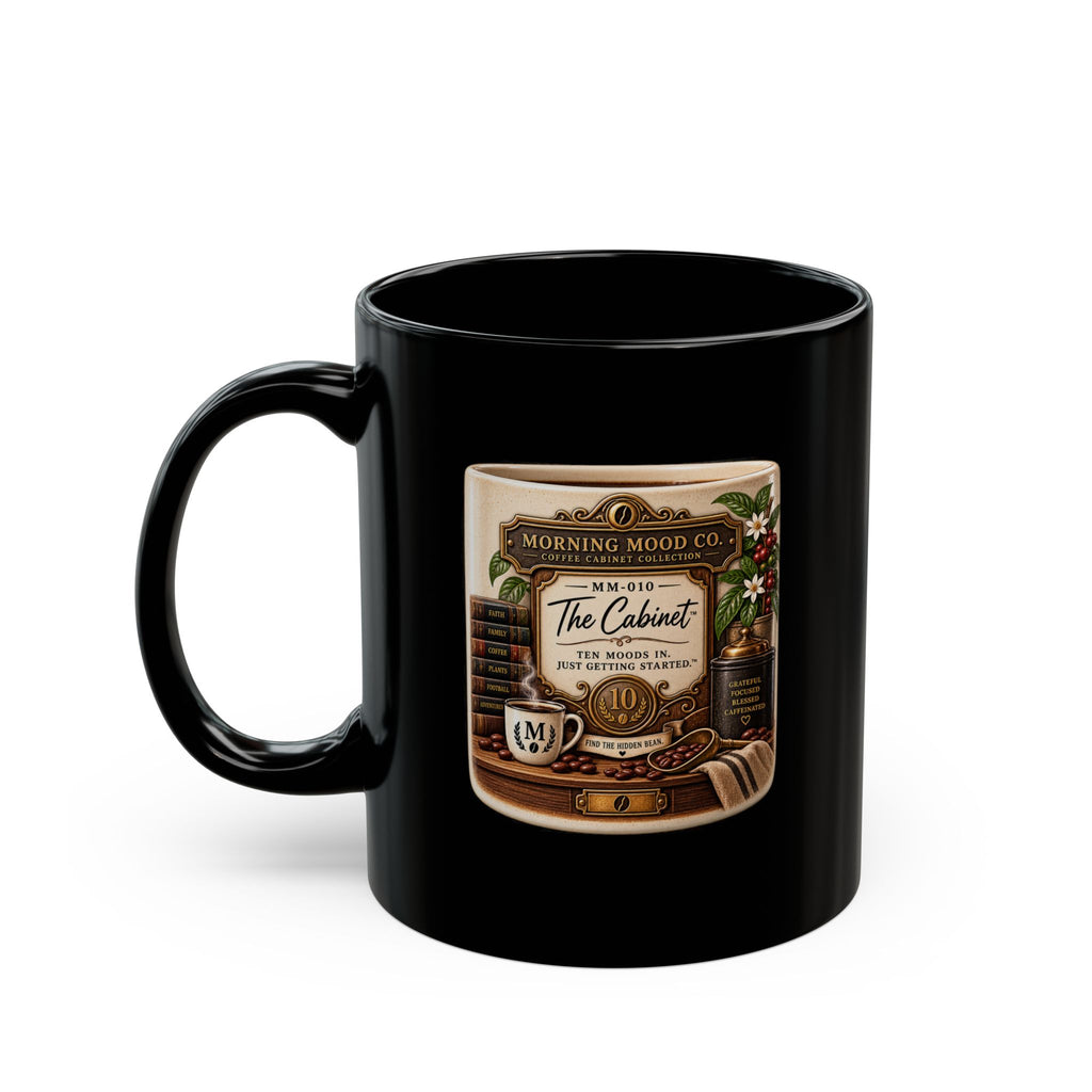 Morning Mood the Coffee Caabinet Black Mug (11oz, 15oz)