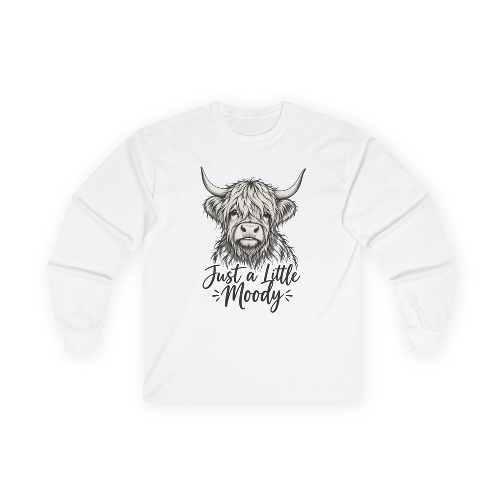 Just a Little Moody Highland Cow Long Sleeve Tee