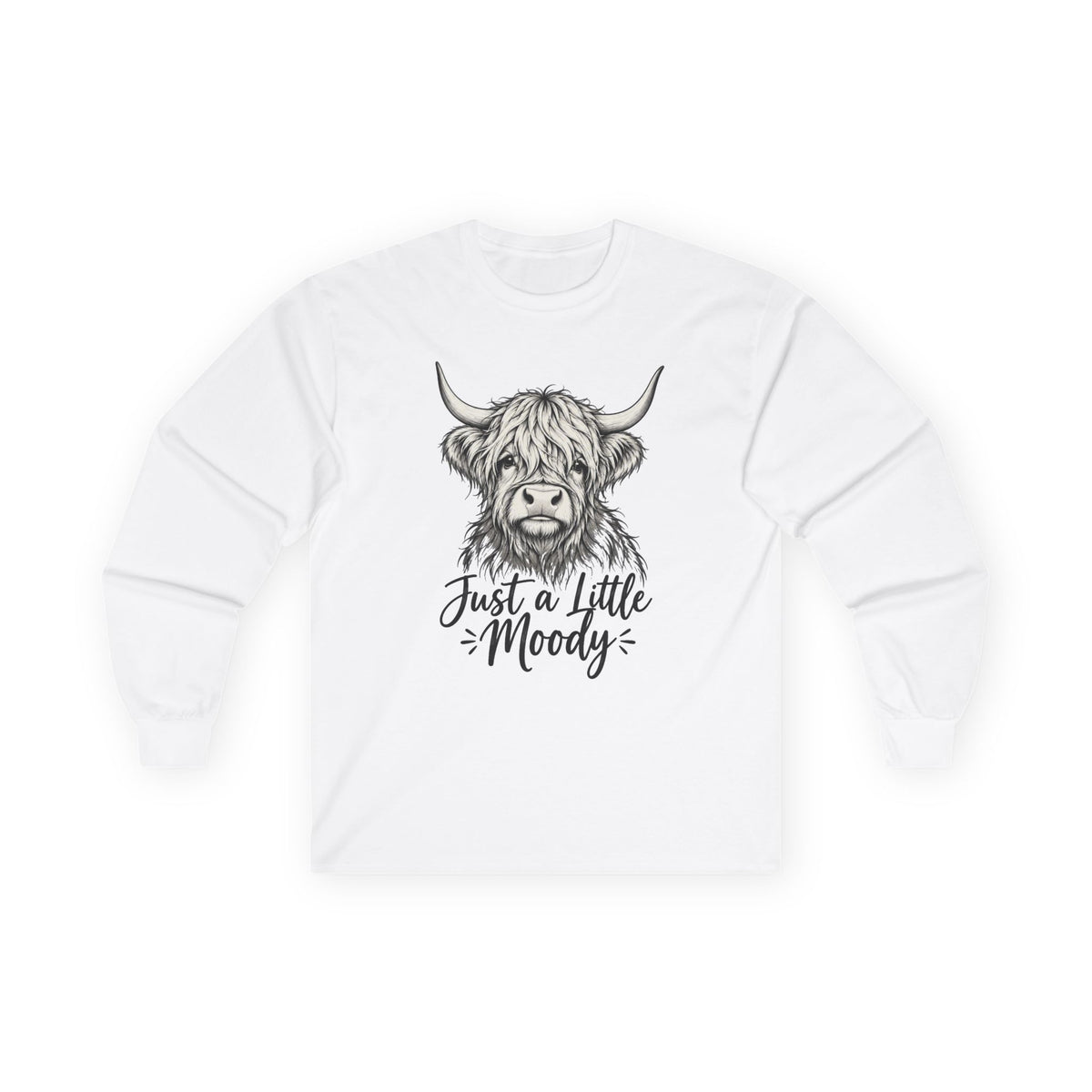 Just a Little Moody Highland Cow Long Sleeve Tee