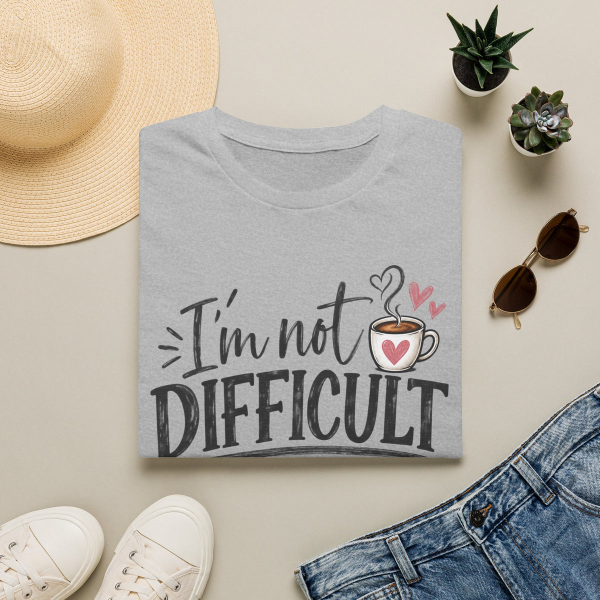 I'm Not Difficult I'm Specific T‑Shirt — Funny Coffee Lover Graphic Tee