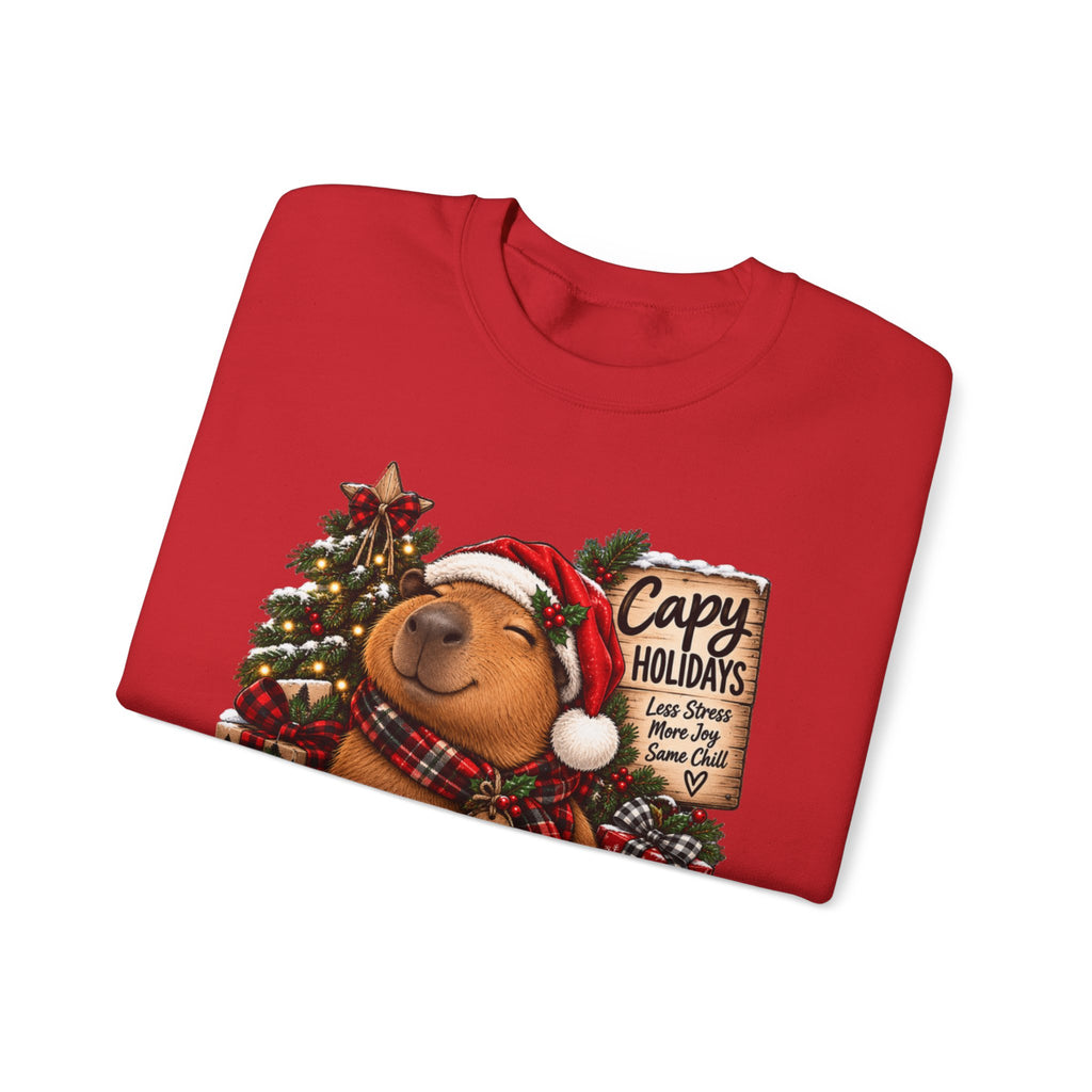 Cozy Capybara Christmas Sweatshirt — 'Capy Holidays' Holiday Crewneck