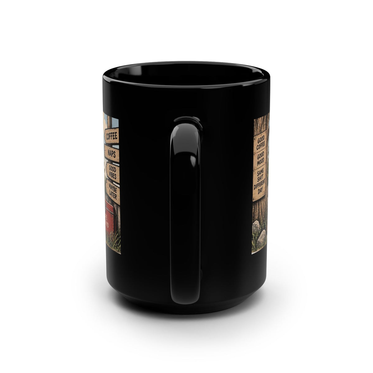 Currently Avoiding Responsibilities Black 15oz Mug — Funny Pup Relaxing Coffee Cup