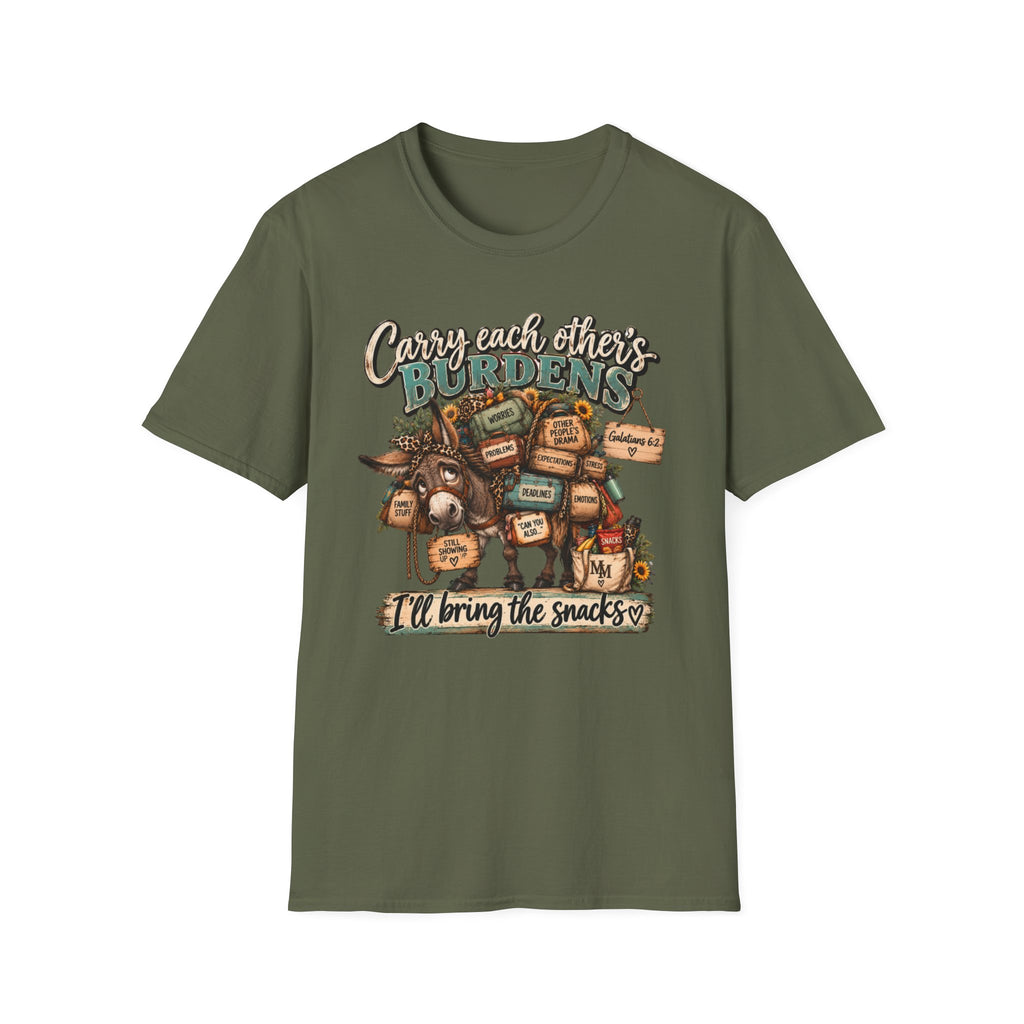 Carry Each Other's Burdens T-Shirt — Christian Encouragement Tee (Galatians 6:2)