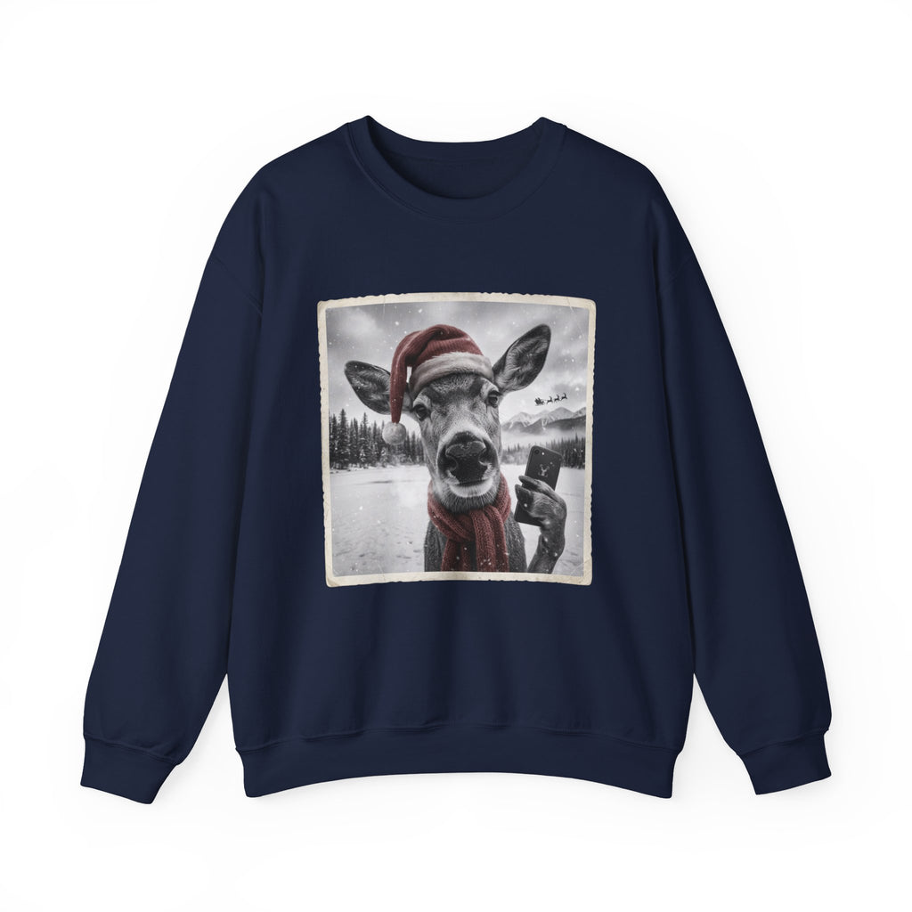 Realistic Christmas Reindeer Portrait Sweatshirt | Nostalgic Holiday Design
