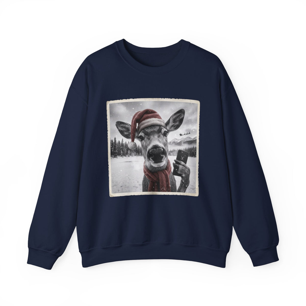 Realistic Christmas Reindeer Portrait Sweatshirt | Nostalgic Holiday Design