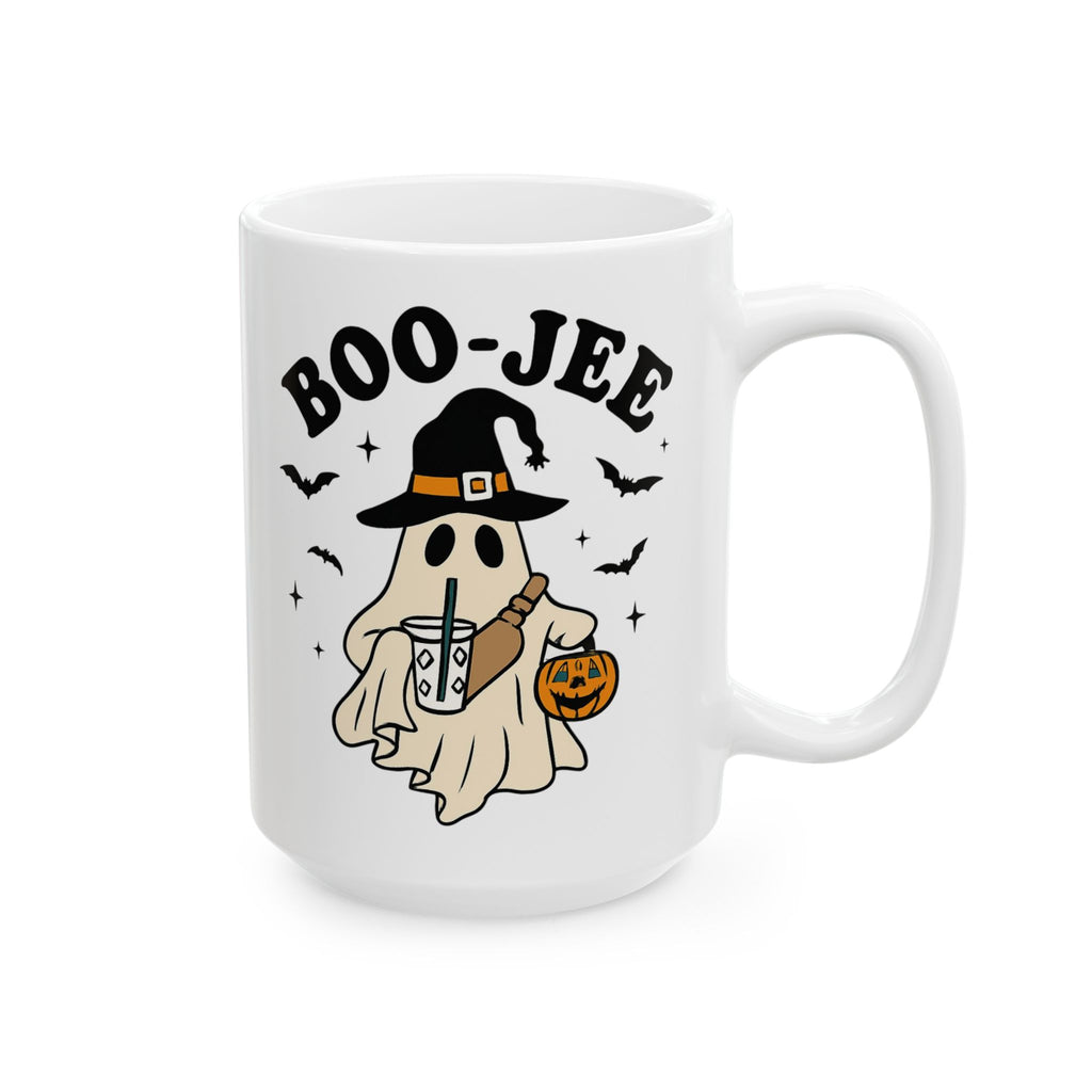 Halloween Boo Ghost Ceramic Mug — Cute Pumpkin Trick-or-Treat Coffee Cup (11oz/15oz)