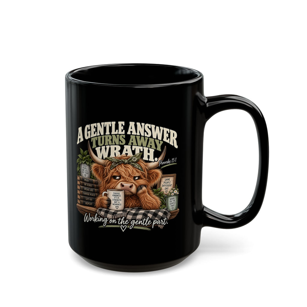 Coffee Mug — "A Gentle Answer Turns Away Wrath" Inspirational Christian Cat Coffee Mug (11oz/15oz)