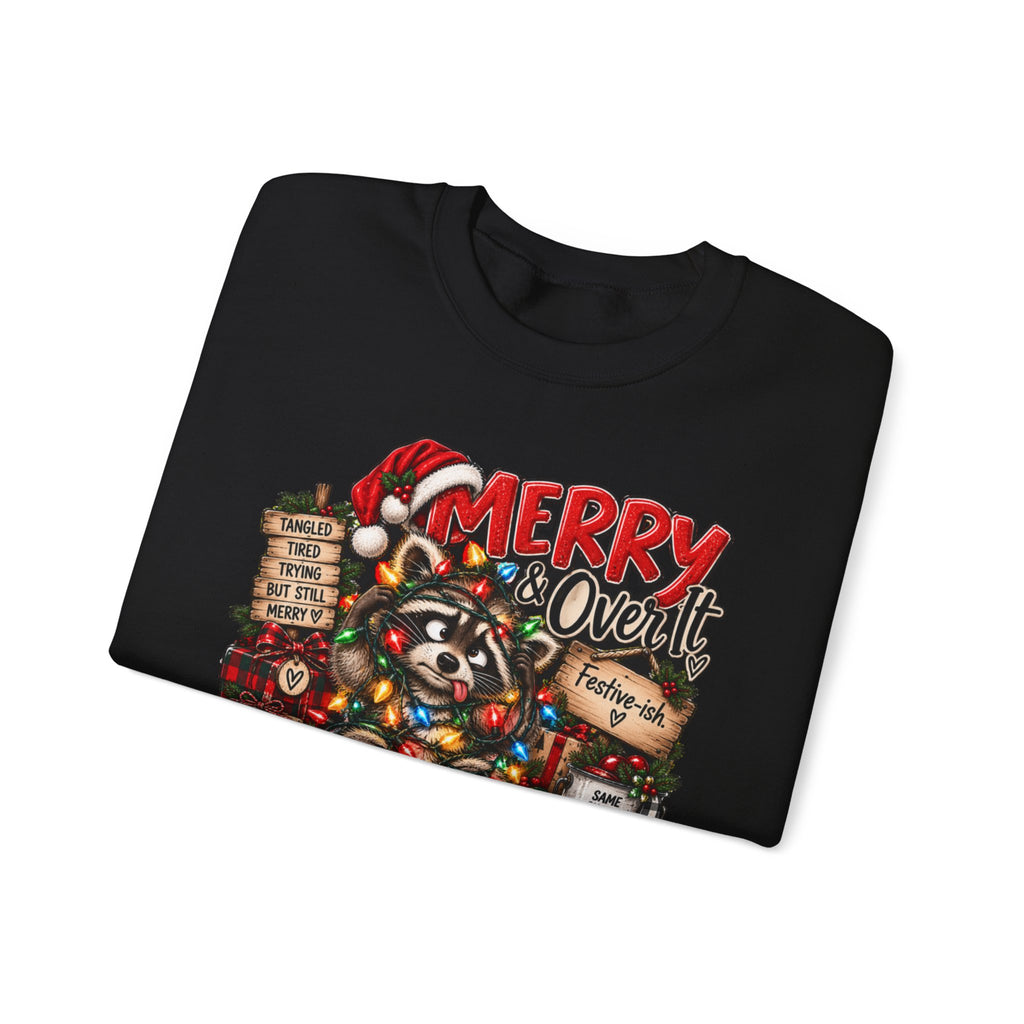Christmas Raccoon 'Merry Over It' Crewneck Sweatshirt