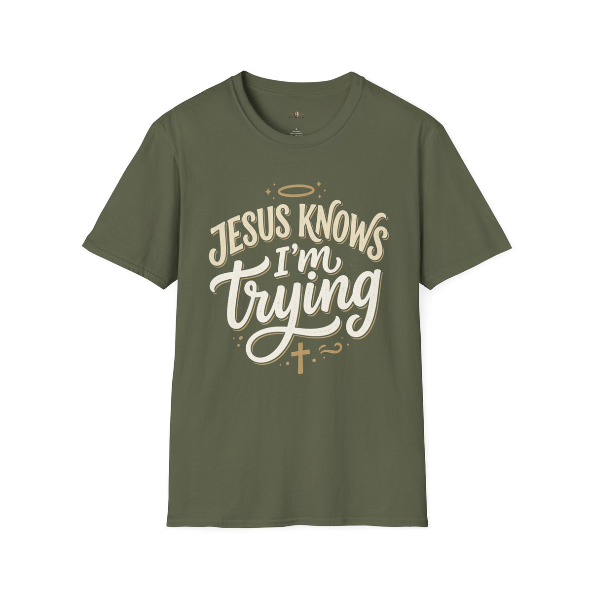 Jesus Knows I’m Trying T-Shirt — Faith-Based Christian Graphic Tee