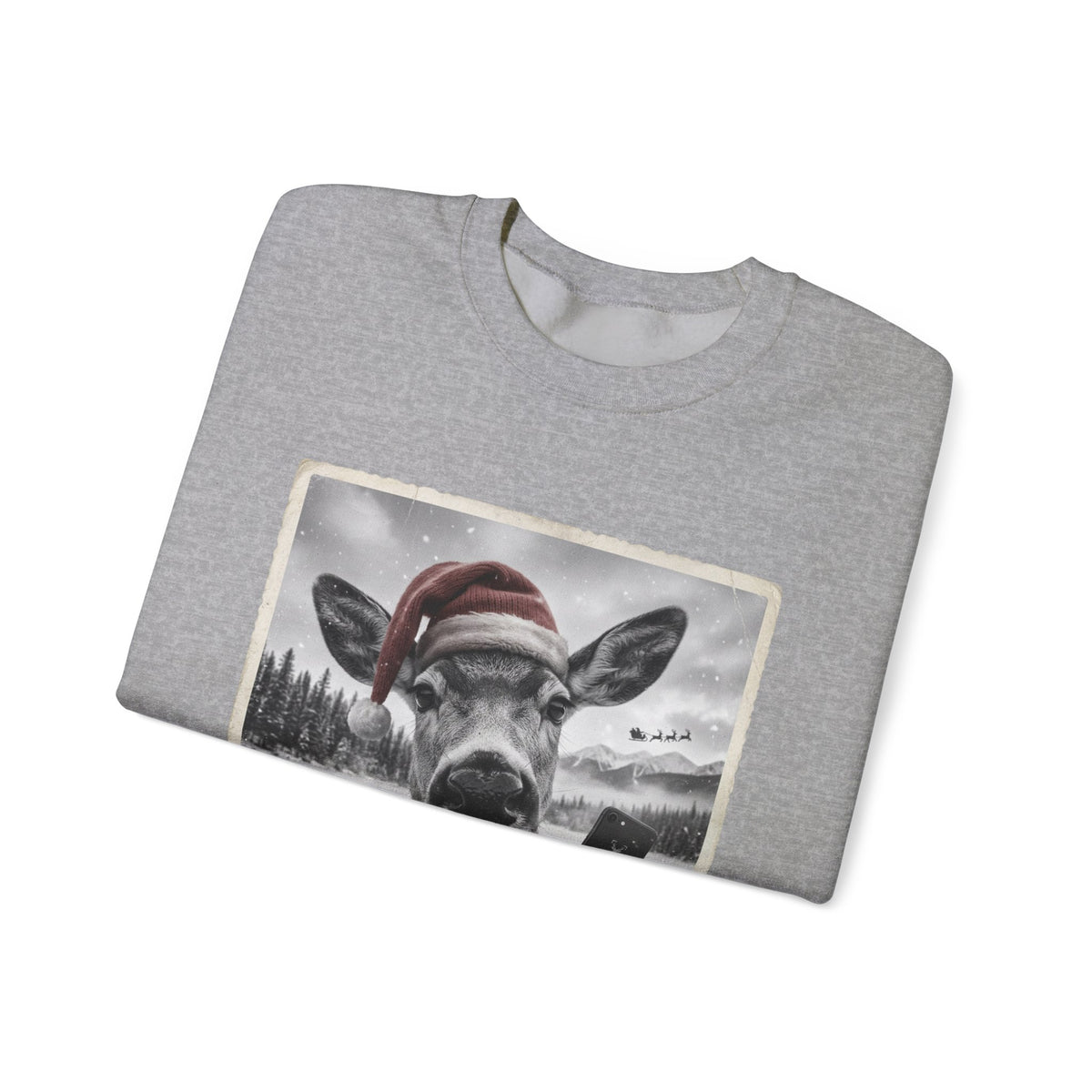 Realistic Christmas Reindeer Portrait Sweatshirt | Nostalgic Holiday Design