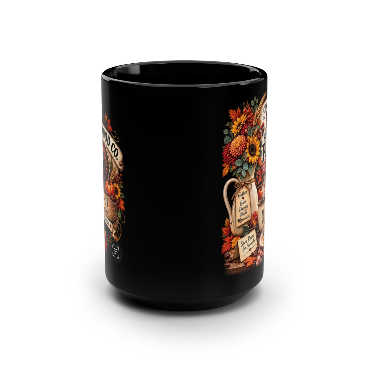 Pie and People Black Mug, 15oz