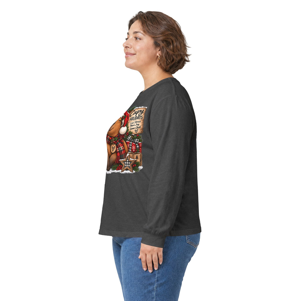 Long Sleeve Tee — Cozy Capybara Christmas "Capy Holidays" Holiday Shirt