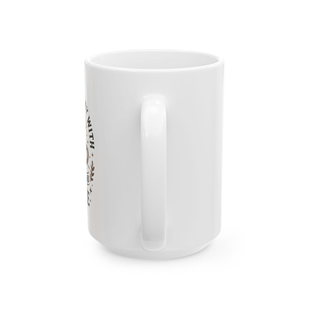 Christian Ceramic Mug - "Starting Each Day With Jesus" Faith Coffee Cup (11oz, 15oz)