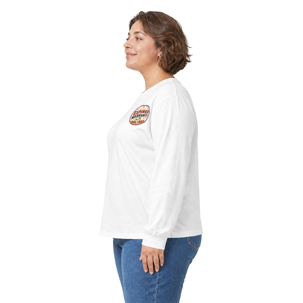 Expired Warranty Long Sleeve Tee — "Expired Warranty Still Runs on Attitude" Vintage Graphic