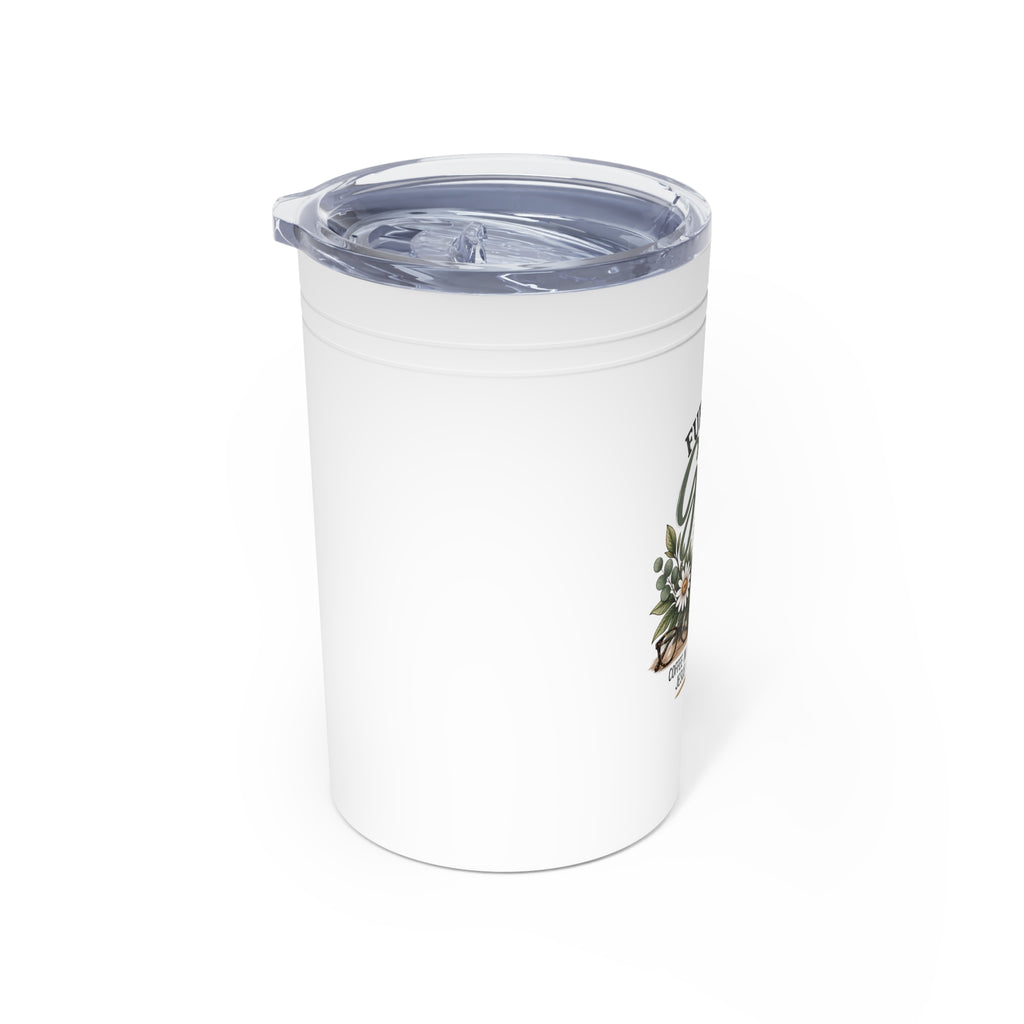Fueled By Grace 11oz Vacuum Tumbler — Christian Coffee Cup with Cross & Floral Design