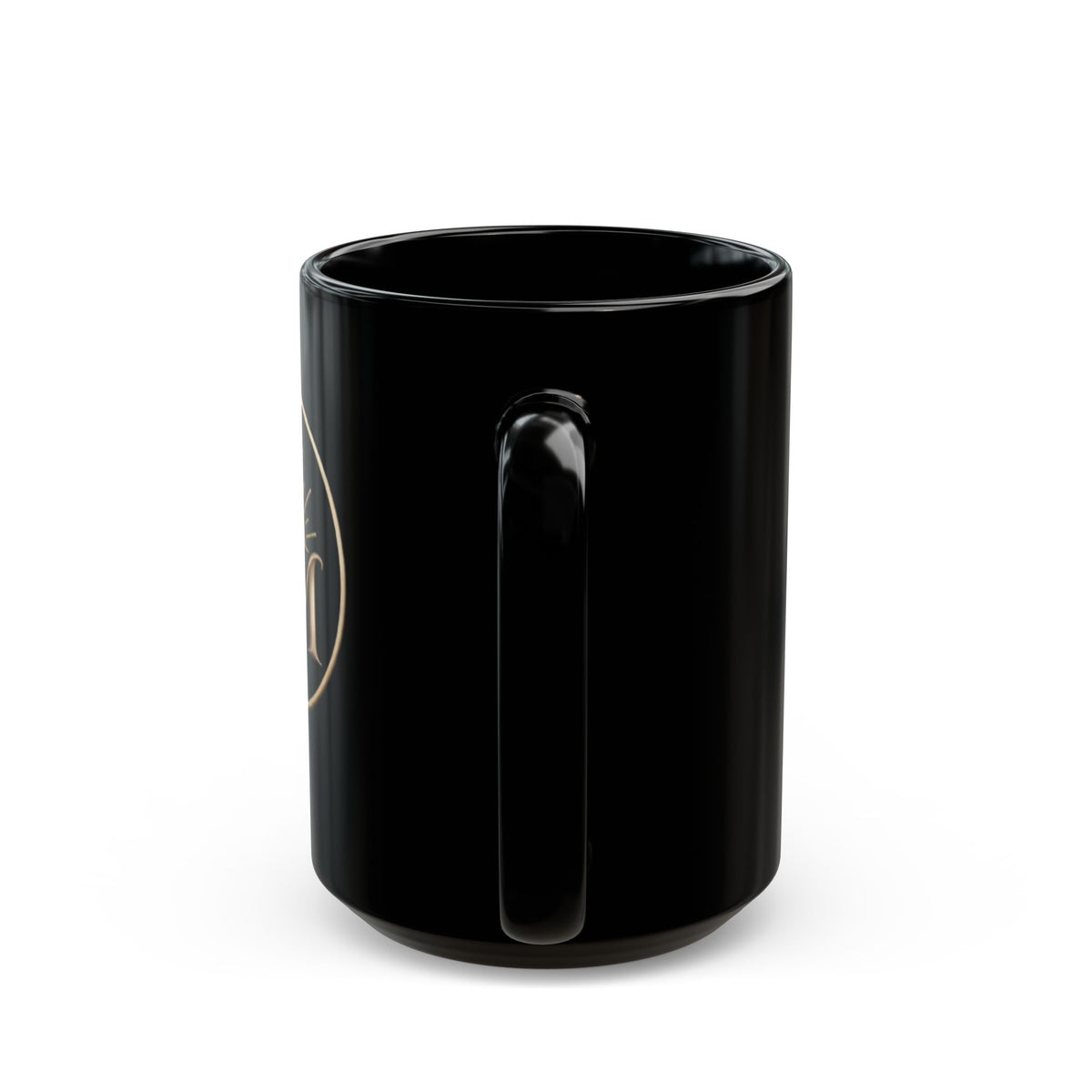 Black Ceramic Mug — Gold NM Monogram Sunrise Logo (11oz & 15oz)